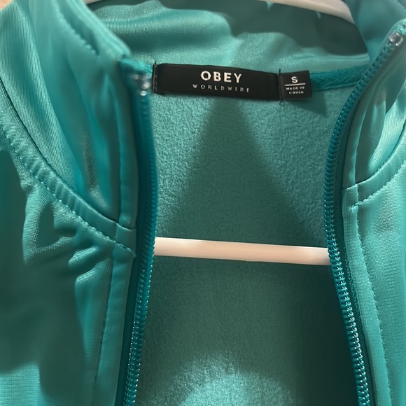 off green Obey jacket, size small, almost new, Obey Worldwide logo - Picture 3 of 6